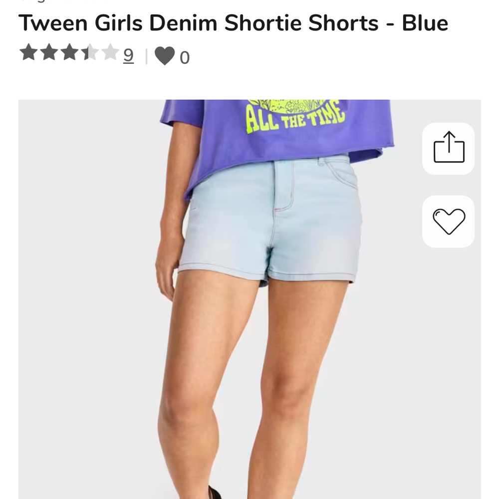 Tween Girls Denim Shortie Shorts - Blue